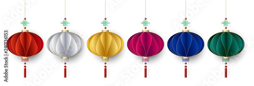 Set of lantern, design for chinese holiday, vector illustration.
