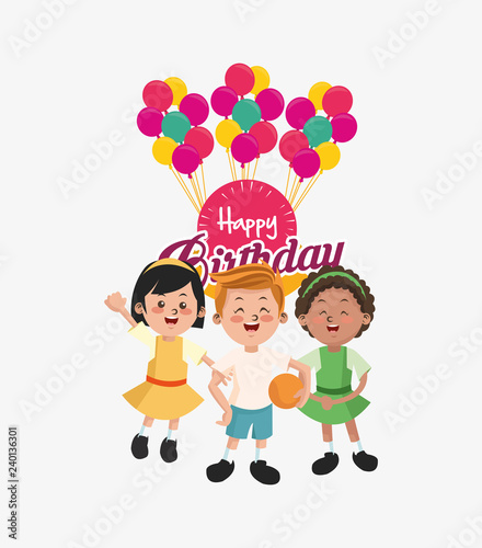 child with happy birthday related icons image 
