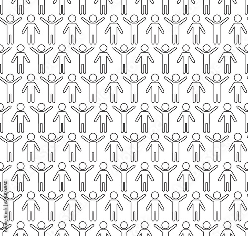 Human silhouettes seamless pattern.