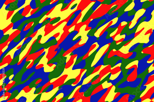 Colourful Army military camouflage seamless pattern textile, 3d render