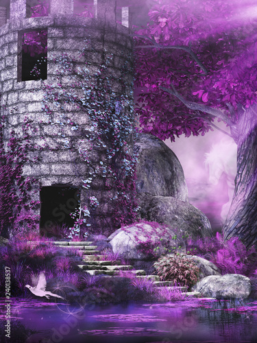 Fairytale tower in the forest