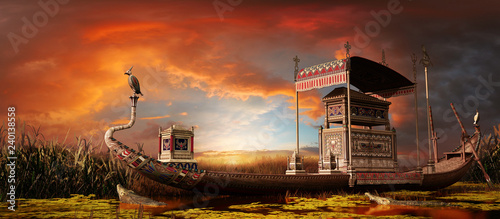 Schilderij op canvas Egyptian funerary boat