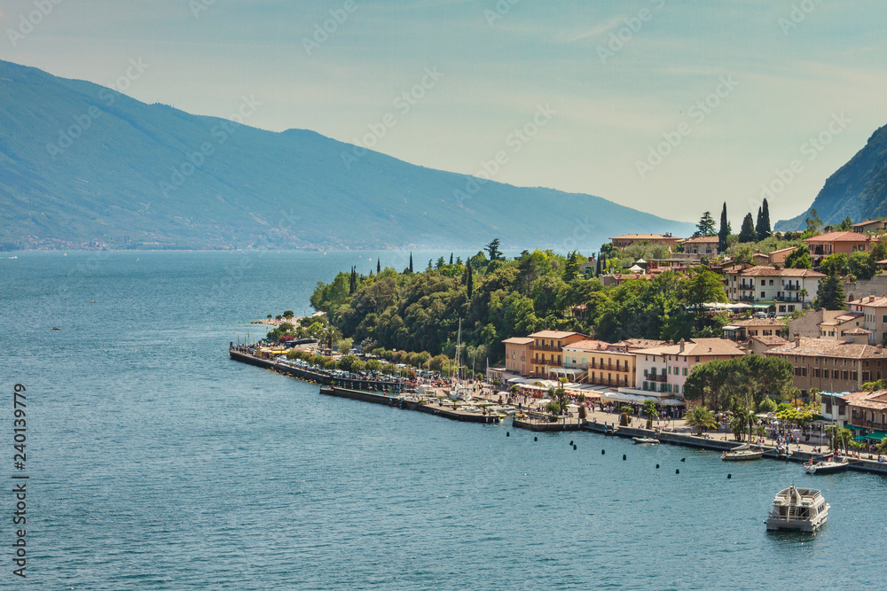 Naklejka premium Top view of Garda Lake in Lombardy, Italy