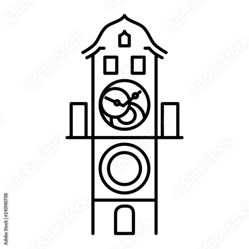 Prague astronomical clock isolated icon simple black outline