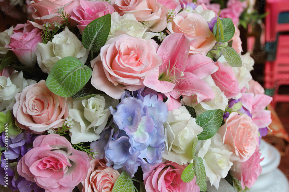 Bright and beautiful colors of plastic flowers Bright and beautiful colors of plastic flowers