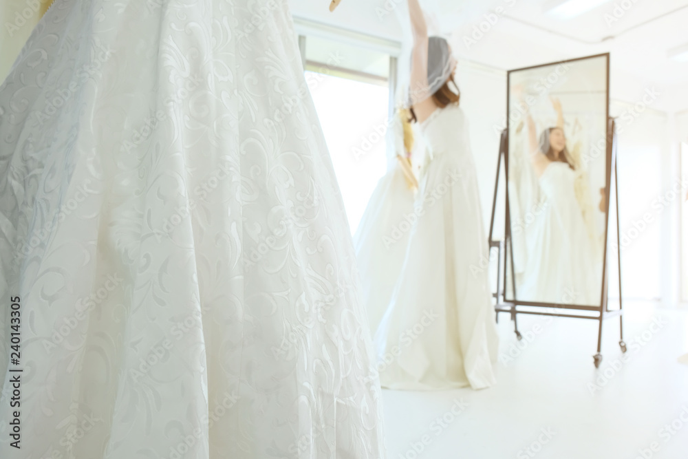 Bridesmaid dress rehearsal at the tailor shop. Bridesmaid dress rehearsal at the tailor shop.