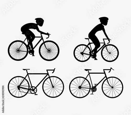 bike and cyclist icons image 