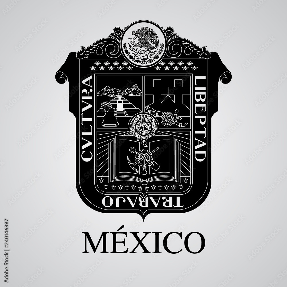 Silhouette of Mexico Coat of Arms. Mexican State. Vector illustration