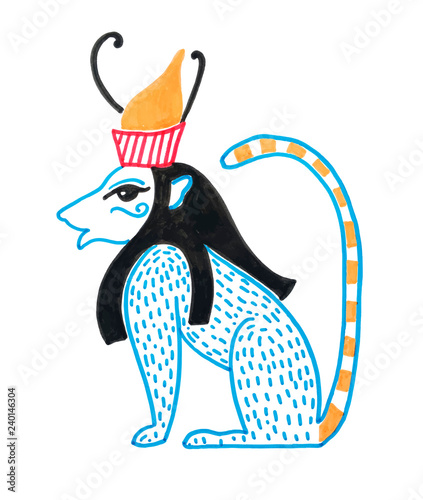 sketch marker drawing of egyptian animal god