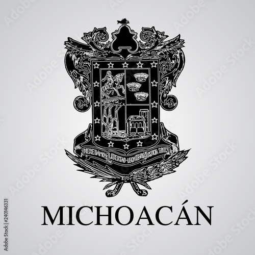 Silhouette of Michoacan Coat of Arms. Mexican State. Vector illustration
