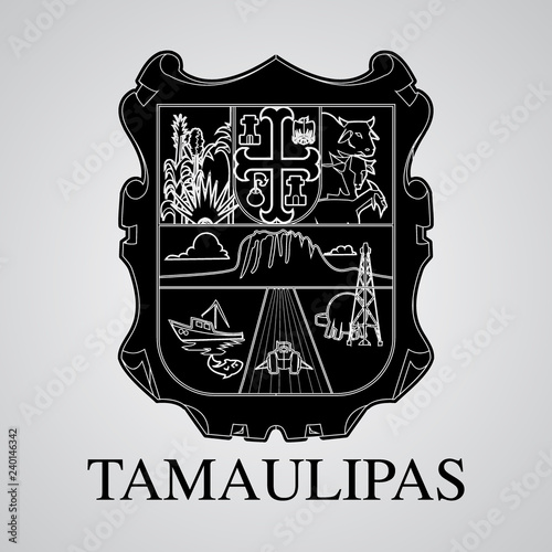 Obraz na płótnie Silhouette of Tamaulipas Coat of Arms. Mexican State. Vector illustration w salonie