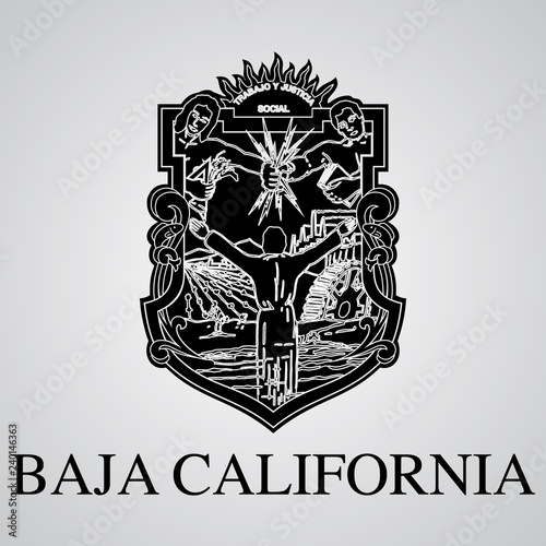 Silhouette of Baja California Coat of Arms. Mexican State. Vector illustration