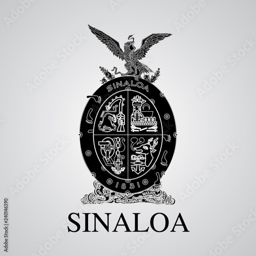 Silhouette of Sinaloa Coat of Arms. Mexican State. Vector illustration photo