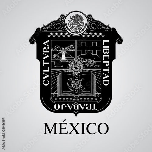 Obraz na płótnie Silhouette of Mexico Coat of Arms. Mexican State. Vector illustration w salonie