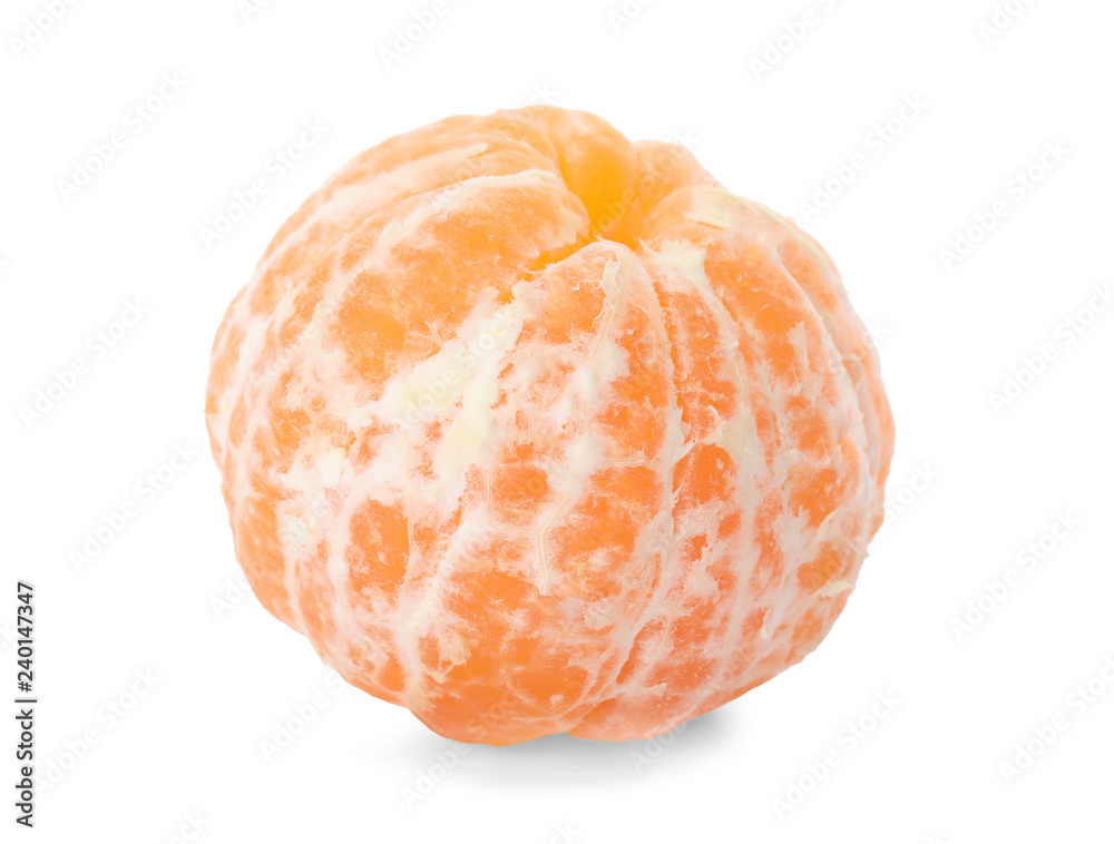 Peeled fresh ripe tangerine on white background Peeled fresh ripe tangerine on white background