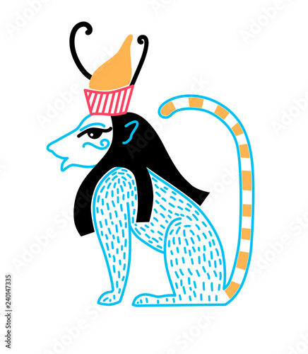 Egyptian deity in the form of a blue lion with a crown