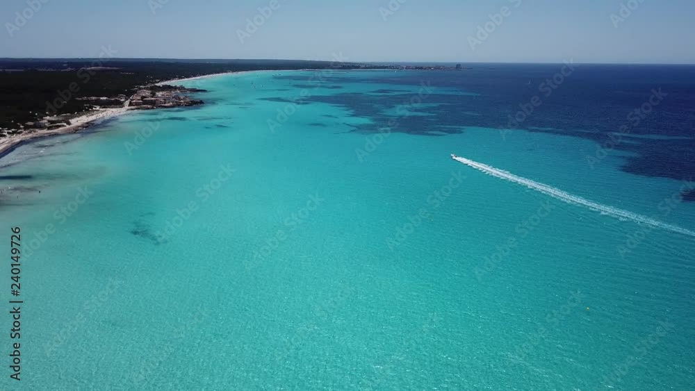 Sa Rapita, Mallorca Spain. Amazing drone aerial landscape of the charming Es Rapita and Es trenc beaches and turquoise sea Sa Rapita, Mallorca Spain. Amazing drone aerial landscape of the charming Es Rapita and Es trenc beaches and turquoise sea