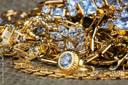 gold ornaments, chains, bra...