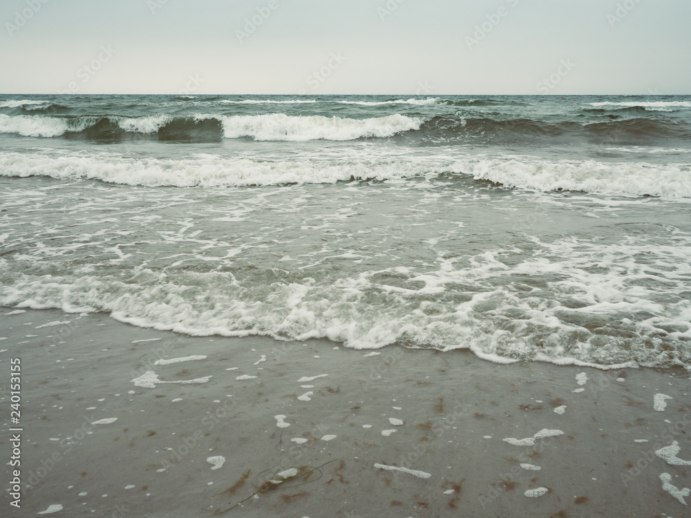 Front view of the sea waves