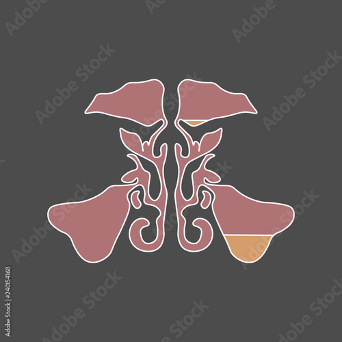 Flat style Maxillary sinus. Sinusitis. Sinus infection is inflammation of the sinuses. rhinosinusitis