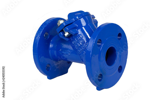 Konstfotografi check valve for waterworks on white background