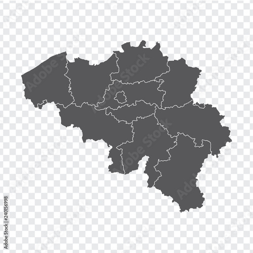 Blank map Belgium. High quality map Belgium with provinces on transparent background for your web site design  logo  app  UI. Stock vector. Vector illustration EPS10. 