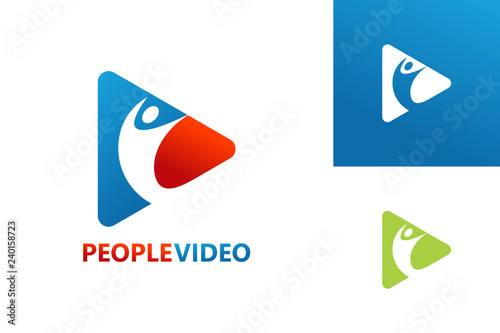 People Video Play Logo Template Design Vector, Emblem, Design Concept, Creative Symbol, Icon