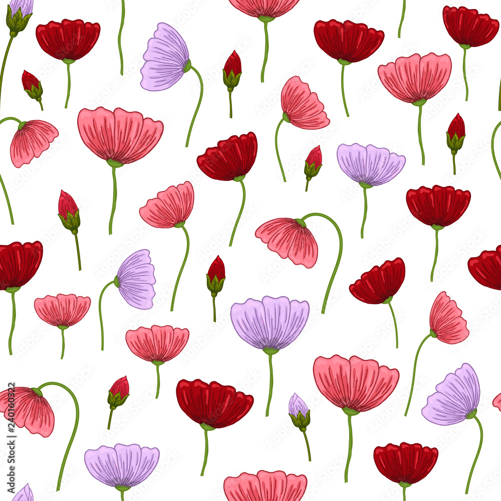 Obraz premium Seamless pattern with romantic flowers elements