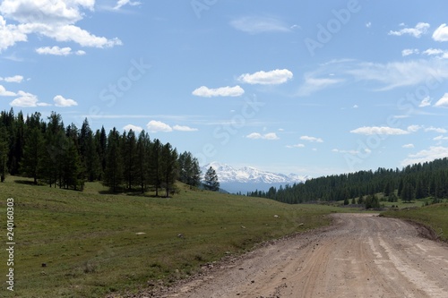 The road to the pass Katu-Yaryk on the Ulagan plateau in the Altai Republic