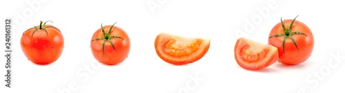 Collection of tomato in different variations isolated on white background. Clipping Path. Seamless pattern with tomatoes.