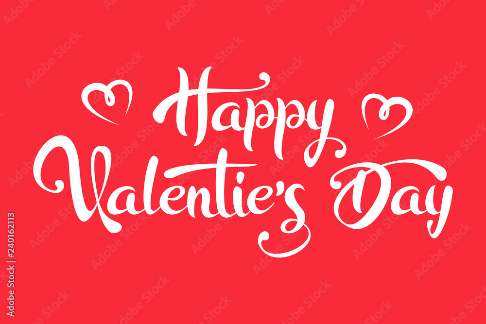 Happy Valentine's Day Lettering Text. isolated on red background