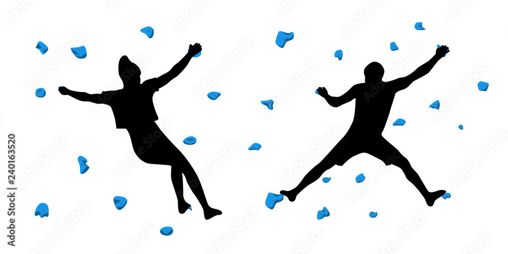 Climbers on a climbing wall Climbers on a climbing wall