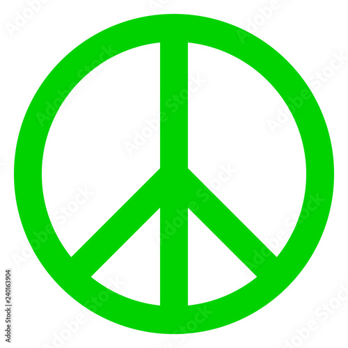 Peace symbol icon - green simple, isolated - vector