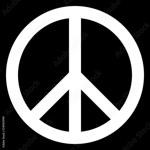 Peace symbol icon - white simple, isolated - vector