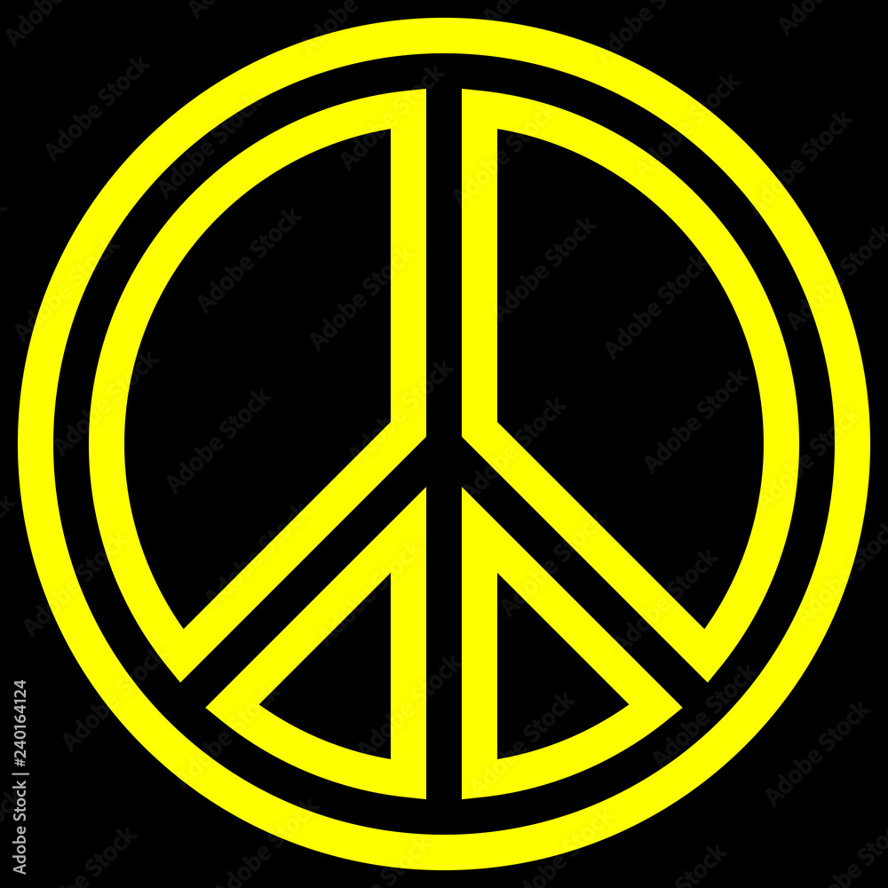 Peace symbol icon - yellow simple outlined, isolated - vector Peace symbol icon - yellow simple outlined, isolated - vector