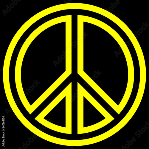 Peace symbol icon - yellow simple outlined, isolated - vector