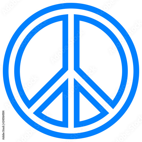 Peace symbol icon - blue simple outlined, isolated - vector