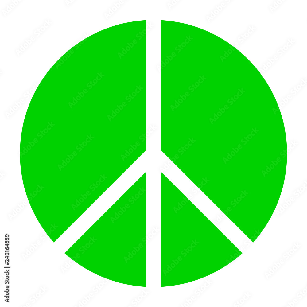 Peace symbol icon - green simple, segmented shapes, isolated - vector Peace symbol icon - green simple, segmented shapes, isolated - vector
