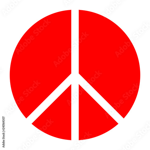 Peace symbol icon - red simple, segmented shapes, isolated - vector