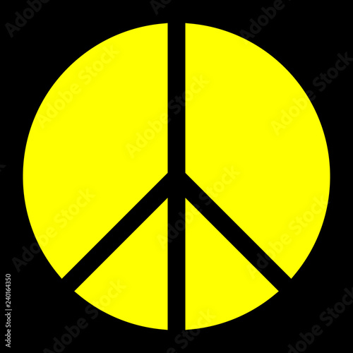 Peace symbol icon - yellow simple, segmented shapes, isolated - vector