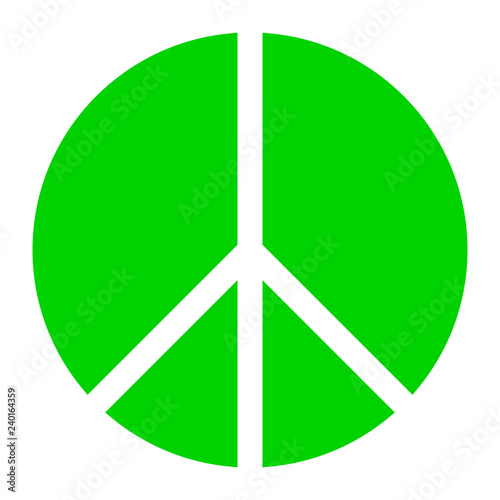 Peace symbol icon - green simple, segmented shapes, isolated - vector