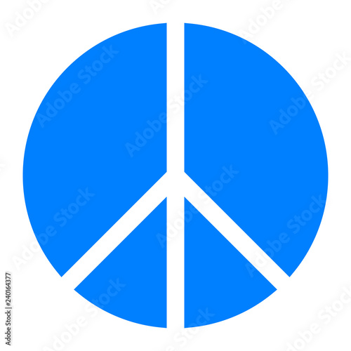 Peace symbol icon - blue simple, segmented shapes, isolated - vector
