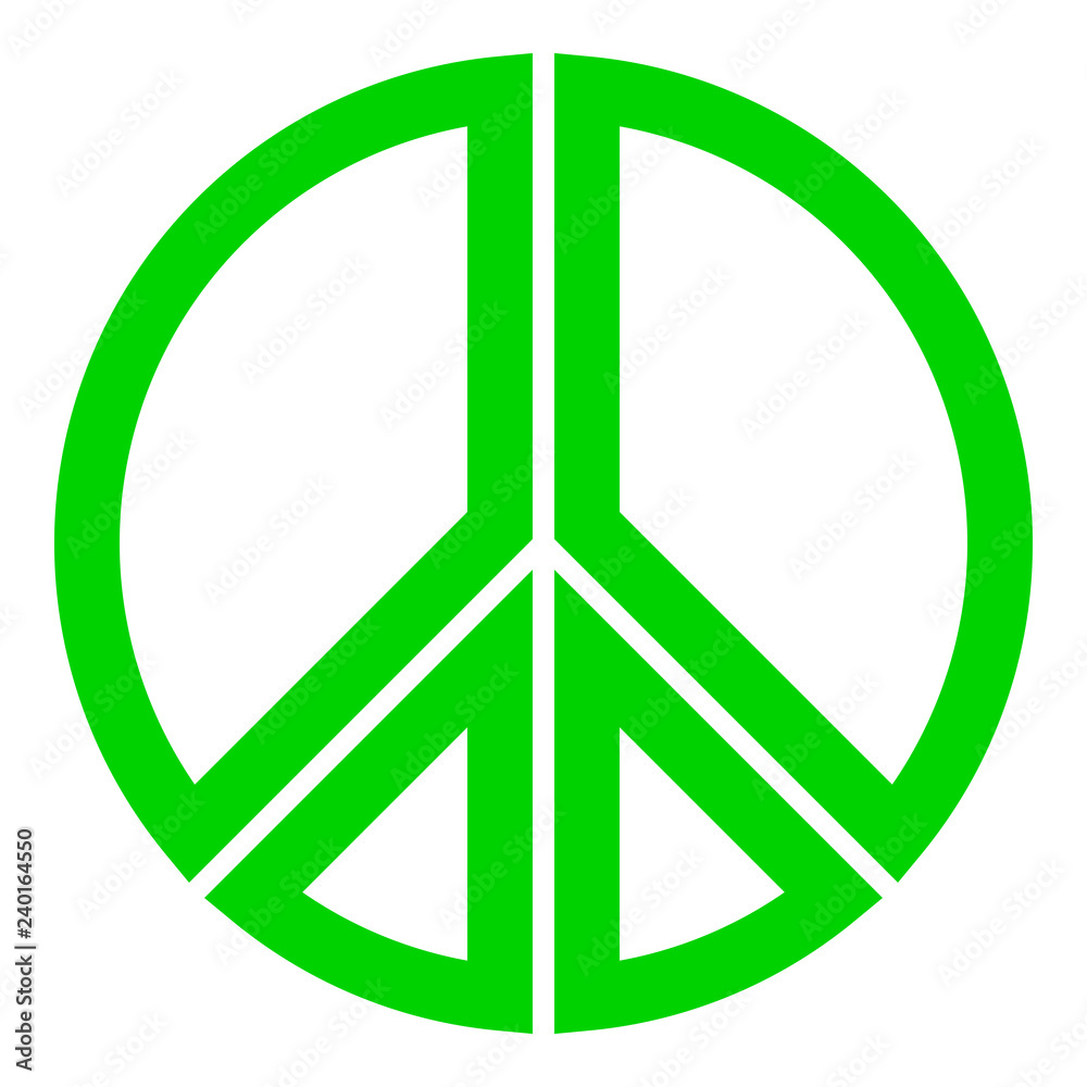 Peace symbol icon - green simple, segmented outlined shapes, isolated - vector