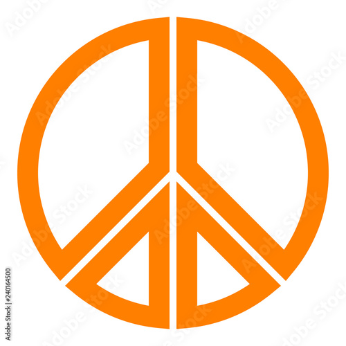 Peace symbol icon - orange simple, segmented outlined shapes, isolated - vector