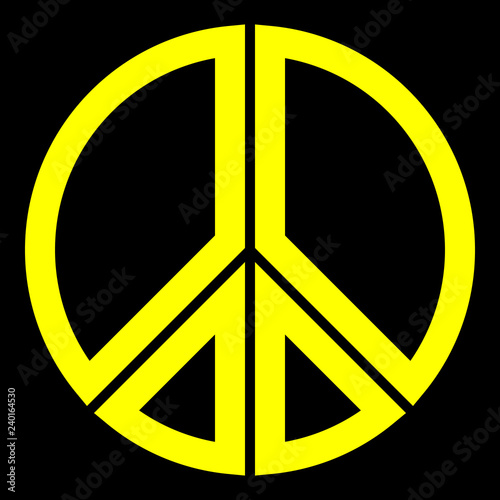 Peace symbol icon - yellow simple, segmented outlined shapes, isolated - vector