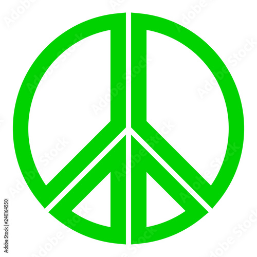 Peace symbol icon - green simple, segmented outlined shapes, isolated - vector
