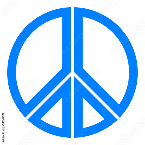 Peace symbol icon - blue simple, segmented outlined shapes, isolated - vector