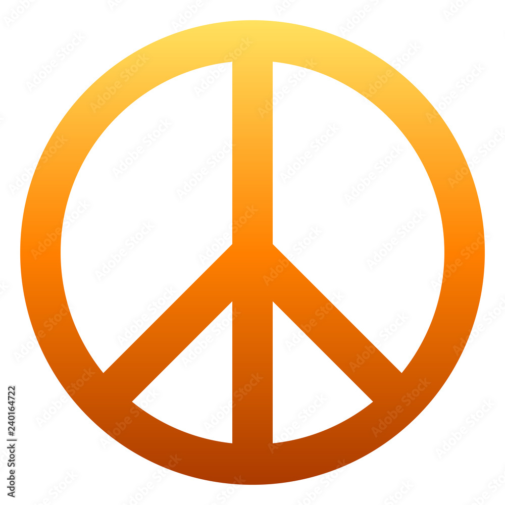 Peace symbol icon - orange simple gradient, isolated - vector Peace symbol icon - orange simple gradient, isolated - vector