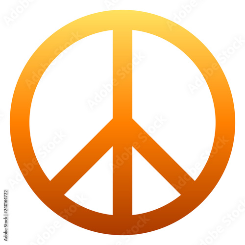 Peace symbol icon - orange simple gradient, isolated - vector