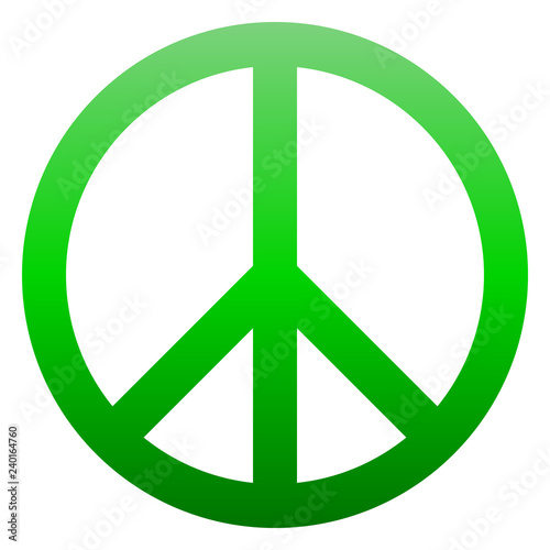Peace symbol icon - green simple gradient, isolated - vector